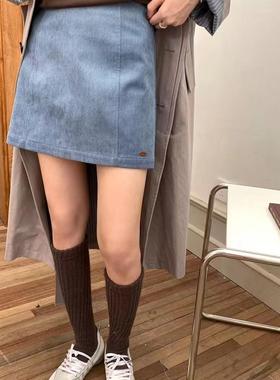 十三行春秋新款韩版高腰显瘦灯芯绒半身裙女百搭辣妹洋气A字短裙