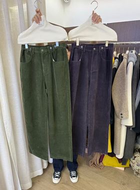 十三行高货调节扣灯芯绒直筒裤2025秋冬新款时尚百搭显瘦休闲长裤
