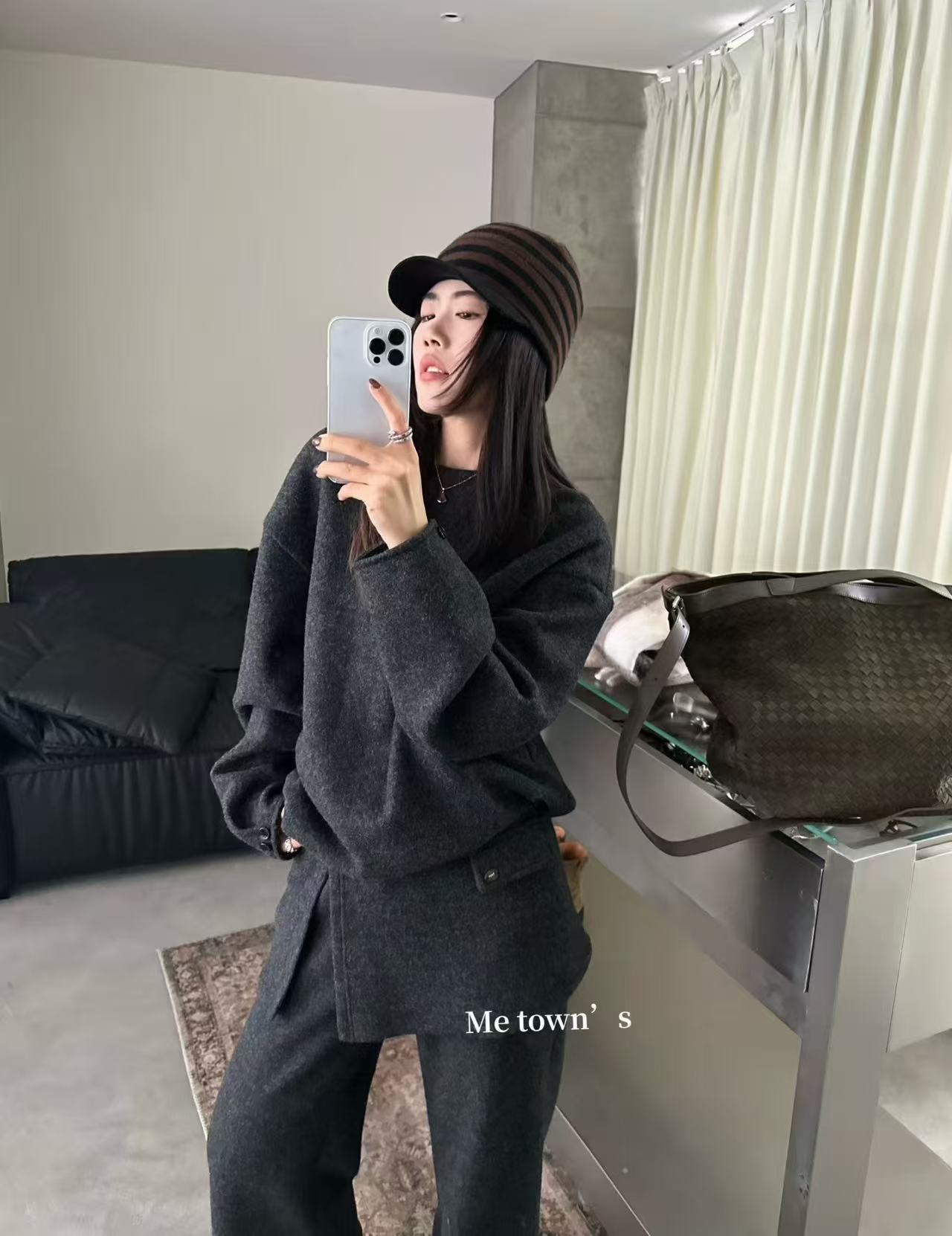 欧洲站高货加绒卫衣屁帘围巾套装2025冬季新款时髦小众显瘦四件套