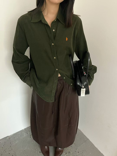 时尚 韩版 百搭显瘦减龄上衣 2025秋冬新款 十三行高货灯芯绒刺绣衬衫