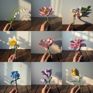 国产潘洛斯积木花益智DIY仿真玩具摆件新年生日情人节礼物送女生