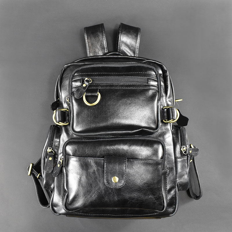 手工复古真皮背包小男女通用单双肩两用斜跨包背包多功能双肩包潮