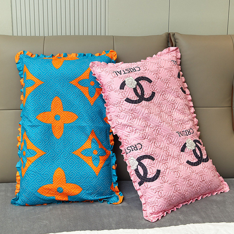 富贵棉绗绣 超值一对装枕芯套48cm74cm家用学生宿舍单只亲肤枕套