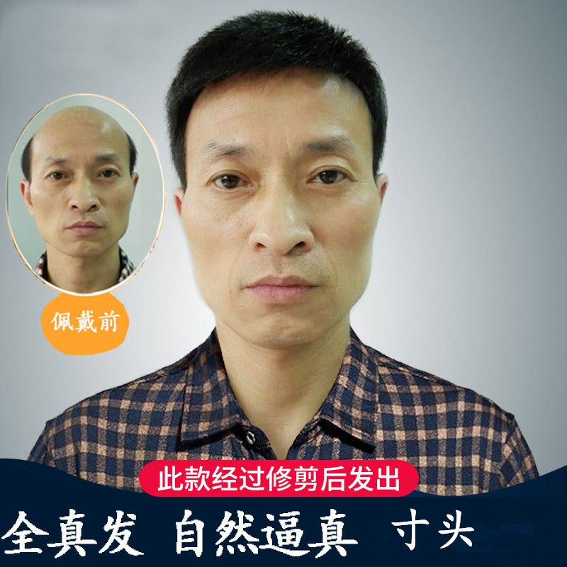 男士中老年自然透气毛寸平头假发