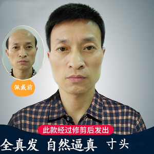 男士中老年自然透气毛寸平头假发
