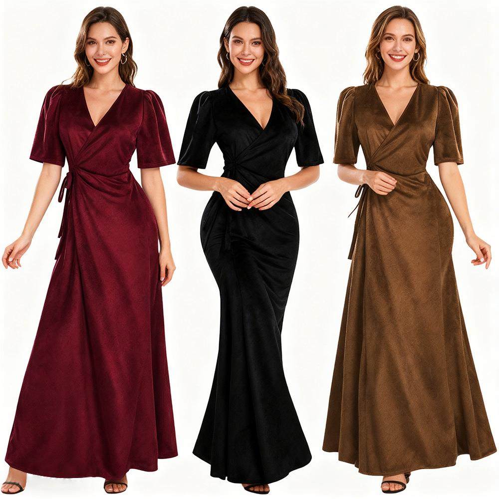 2025新品欧美女士V领包裹