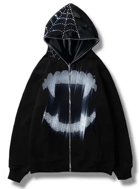 Spiderweb zipper-style oversized sweatshirt