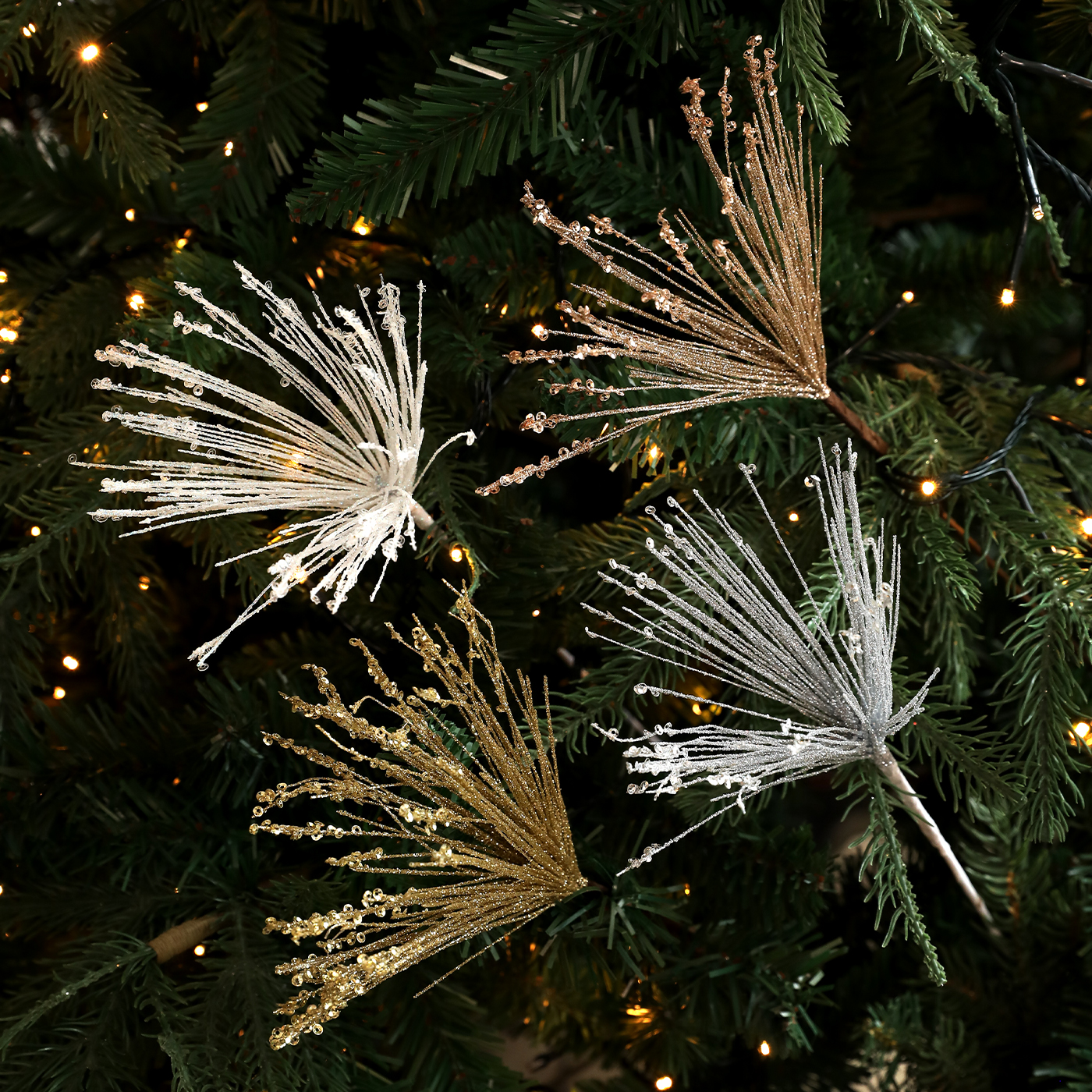 新款圣诞插枝亮片金粉粘粉