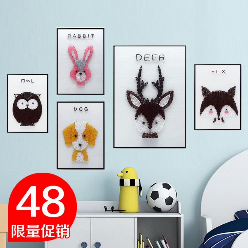 希风弦丝画钉子绕线画diy手工制作材料包纱线缠线动物创意装饰画