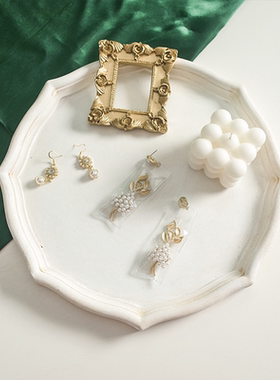 ins白色木质首饰展示盘香薰蜡烛托盘摆件拍照道具玄关钥匙收纳盘