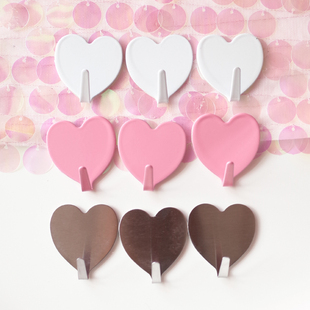 少女心爱心粘钩ins不锈钢心形北欧房间装 饰挂钩免钉无痕简约金属