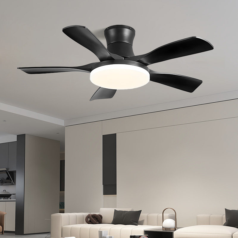 2026新款中古风餐厅风扇灯现代简约黑色吊扇灯静音吸顶高级感灯具