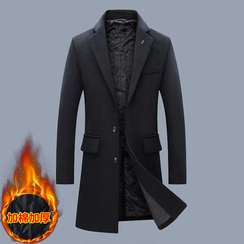 羊毛呢大衣冬季加棉男士加厚中长款呢子风衣韩版休闲商务呢子外套