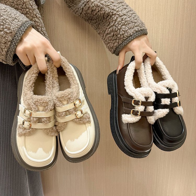 单鞋乐福鞋小皮鞋保暖棉鞋