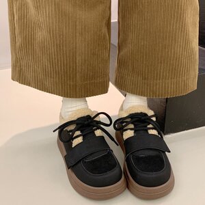 磨砂加棉厚底魔术贴棉鞋女2023冬季韩版加绒勃肯鞋羊毛保暖雪地靴