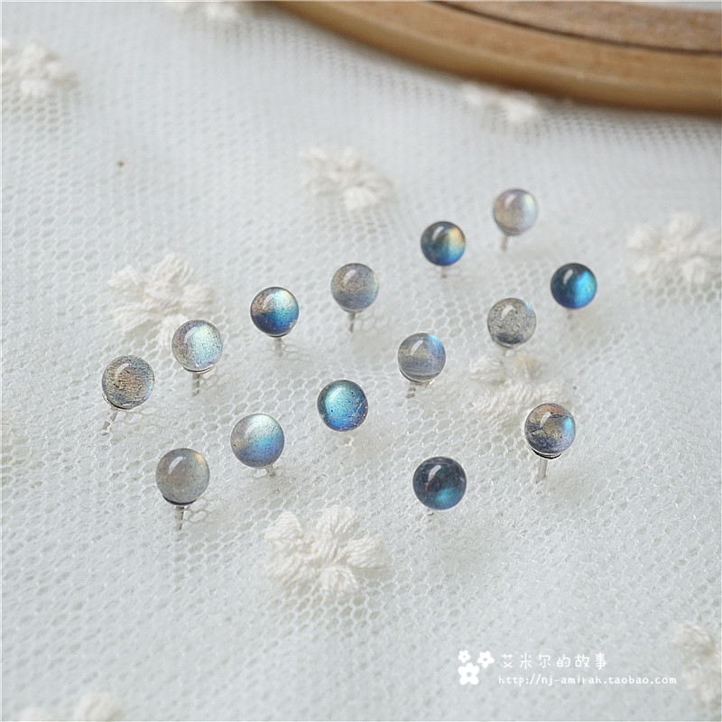 可爱小灯泡ins天然蓝光灰月光石