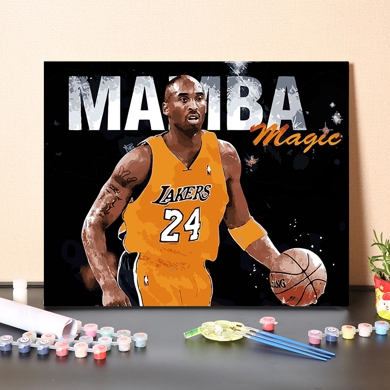 画画diy科比数字油画篮球体育明星人物手绘减压手工填涂色油彩画