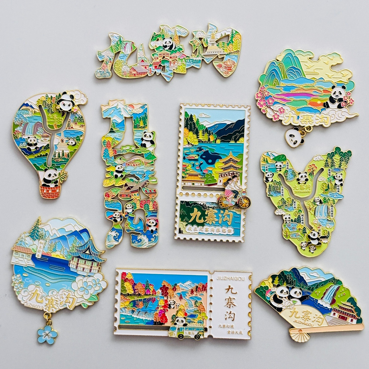 九寨沟景点冰箱贴四川五彩池特色文创旅游纪念品伴手礼金属送人
