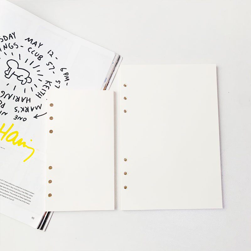 A5A6 노트북 교체 코어 6 홀 루스리프 내부 코어 사각형 가로줄 공백 계획 핸드 장부 내부 페이지 용지 인덱스