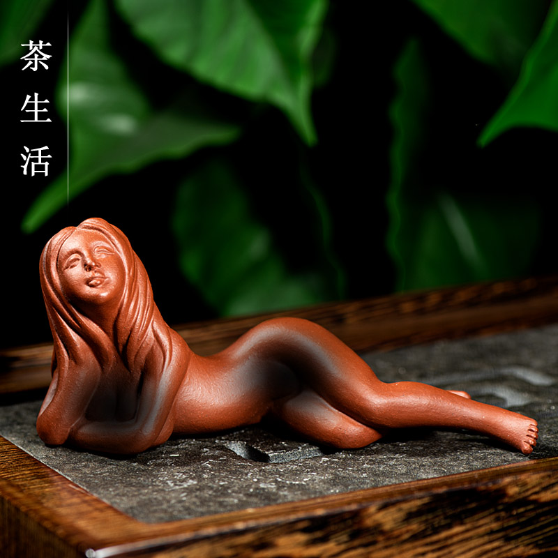 茶宠摆件精品紫砂美女人物雕塑把件茶玩家居装饰小物件茶友礼物