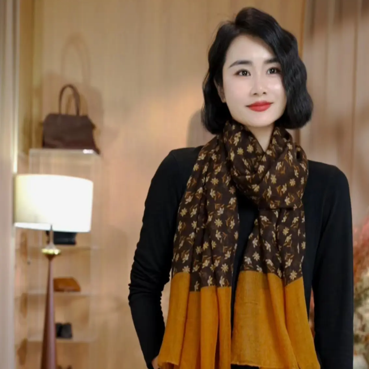 女款印花长款围巾时尚百搭