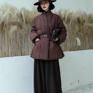 设计感收腰羽绒服女2025冬新款小众慵懒风白鸭绒超暖和时髦外套女