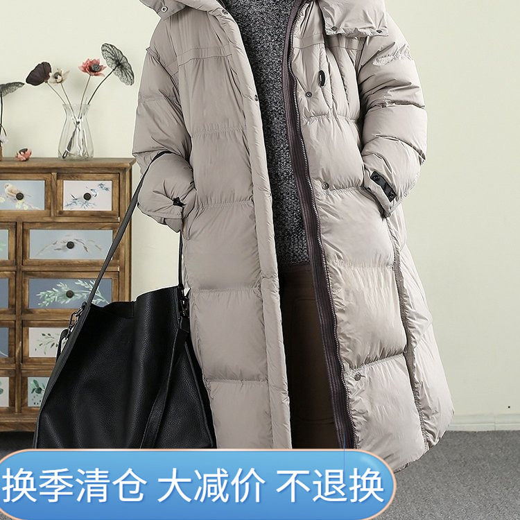 简约时尚连帽过膝长款羽绒服