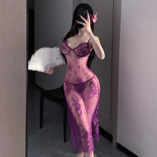 轻熟御姐睡衣长裙调戏风连衣裙浪漫蕾丝裙透视装战袍绝美蕾丝睡裙