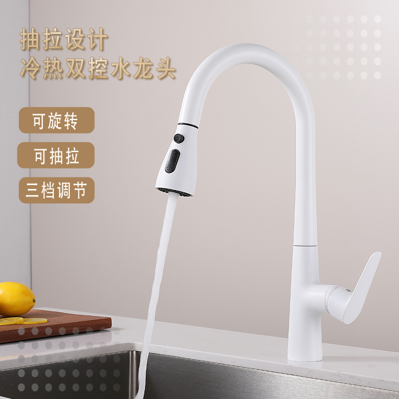 白色厨房水龙头冷热家用洗菜盆