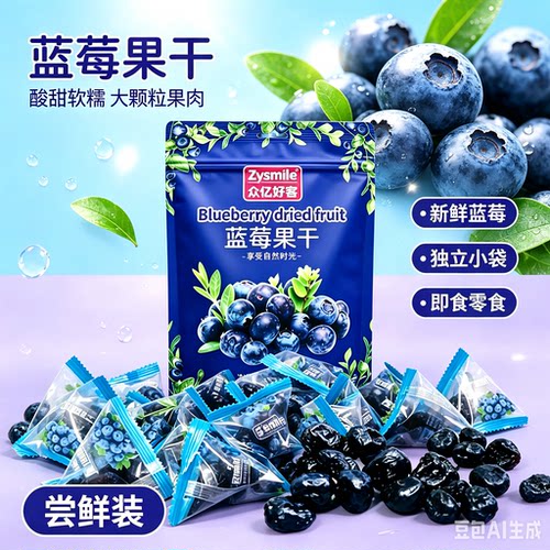酸甜软糯大颗蓝莓干独立小袋即食
