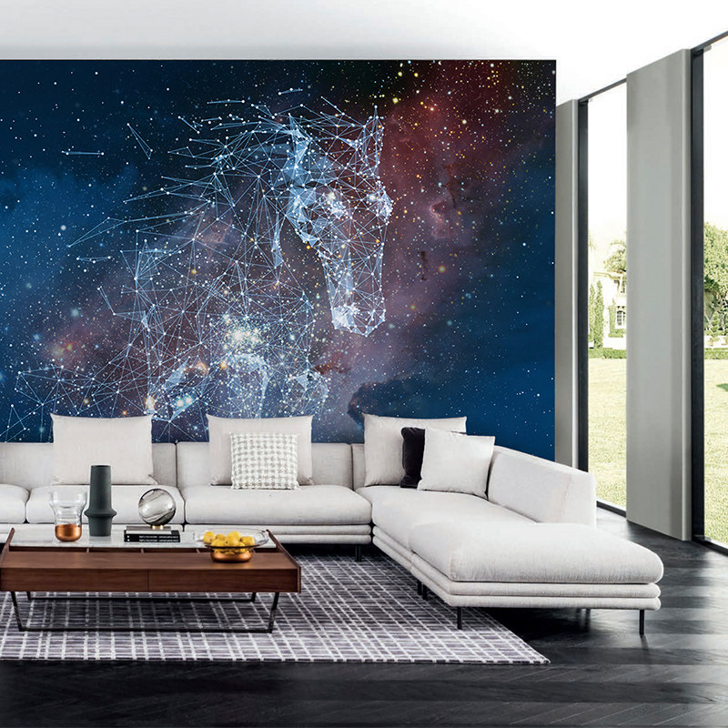 墙酷 现代简约梦幻星空动物屋顶壁画书房卧室背景墙壁纸 天马座