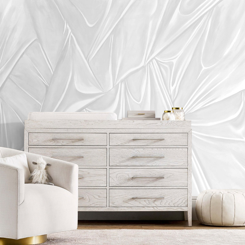 墙酷 现代轻奢白色奶油风幕布简约壁纸餐厅客厅卧室背景壁画 洁白