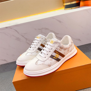 定制头层牛皮混合软面板鞋男系带透气小白鞋猪皮内里透气舒适新品