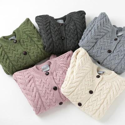 日本代购爱尔兰制ARAN WOOLLEN MILLS 685女羊毛针织开衫