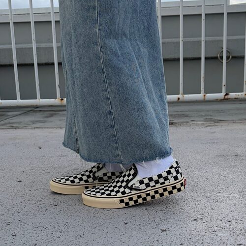 日本代购直邮Vans PREMIUM CLASSIC SLIP-ON金格子一脚蹬帆布鞋