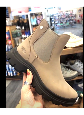 日本代购直邮Keen KOSA CHELSEA切尔西复古皮面高帮一脚蹬厚底女