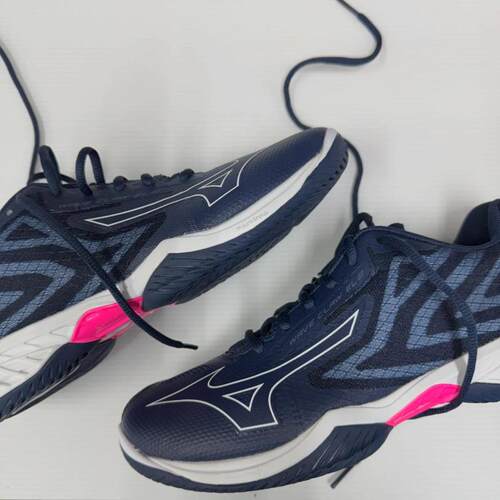 日本代购直邮MIZUNO Wave Claw EL2波浪爪3E宽楦羽毛球鞋深蓝粉24