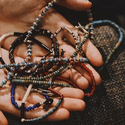 日本制代购直邮MIKIA hematite roundel beads bracelet圆珠手链