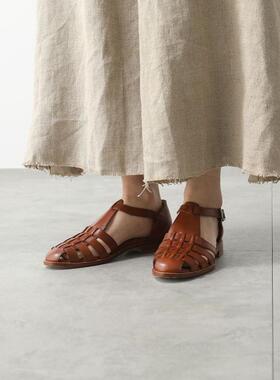 意大利产日本代购直邮PASCUCCI 真皮凉鞋女款复古舒适