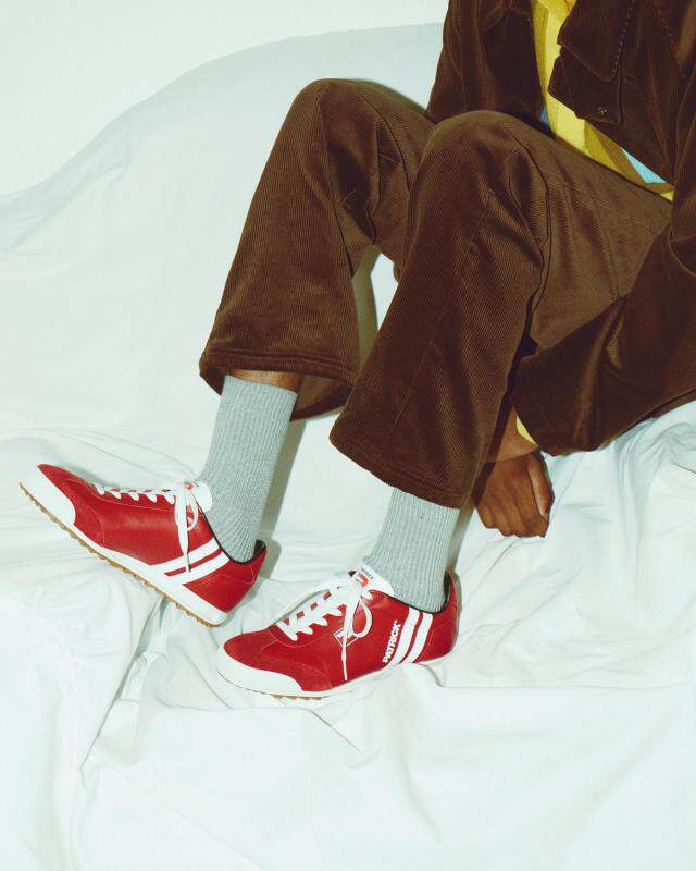 日本代购直邮日本制patrick LIVERPOOL复古情侣大红运动鞋真皮