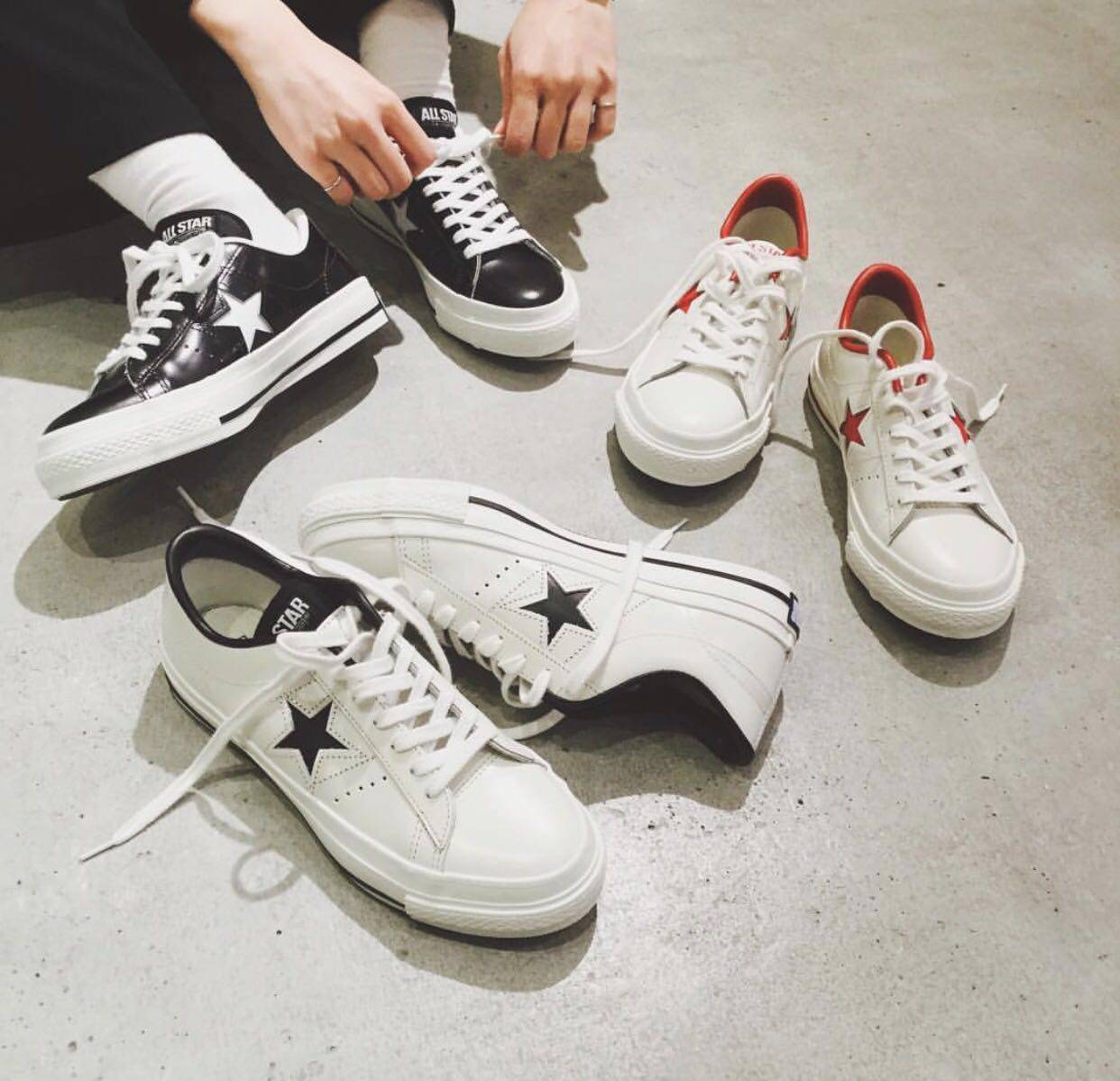 日本匡威Converse One Star J 皮面白星 系带 日产