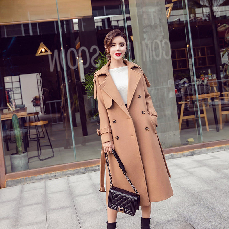 特价港风毛呢外套女2020冬装新款chic风呢子大衣中长款羊绒外套