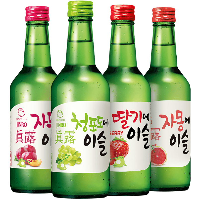 韩国进口真露烧酒葡萄草莓李子果味女士低度甜酒微醺非清酒利口酒