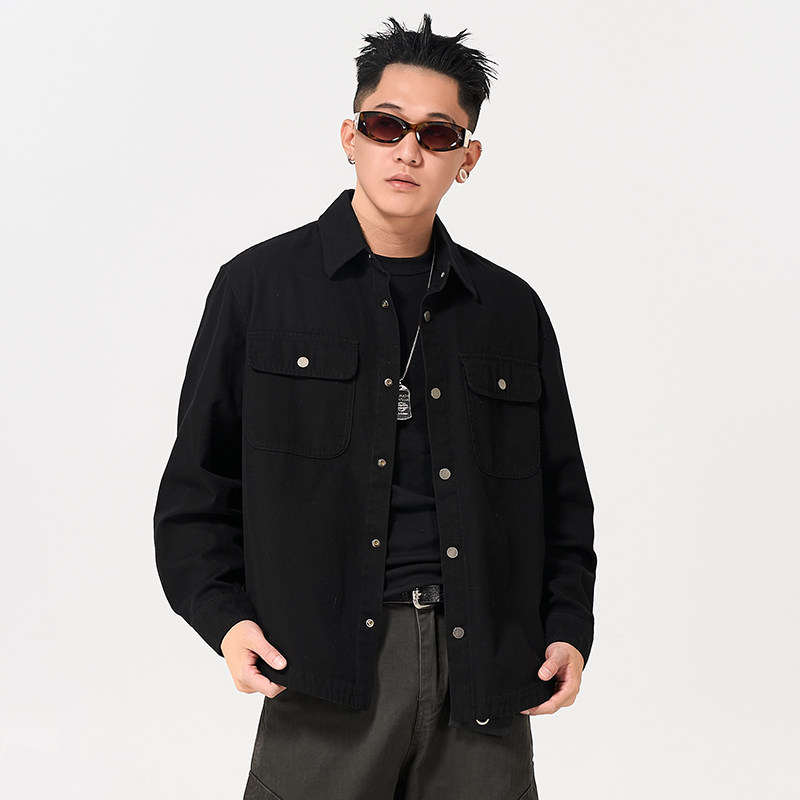 野狗骨头宋威龙陈异同款工装长袖衬衫纯棉复古长袖宽松口袋衬衣服