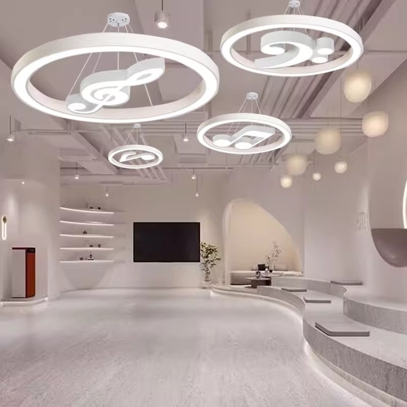 白色音符吊灯舞蹈房音体教室音乐符号造型顶灯声乐多功能厅音乐灯