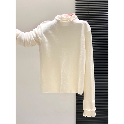 双层木耳边针织衫毛衣