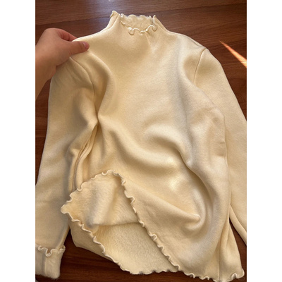 糯叽叽木耳边加绒加厚毛衣针织衫