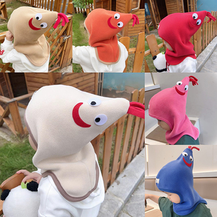 丹麦秋冬儿童帽子围巾一体公鸡帽可爱保暖宝宝护耳套头防风连帽潮