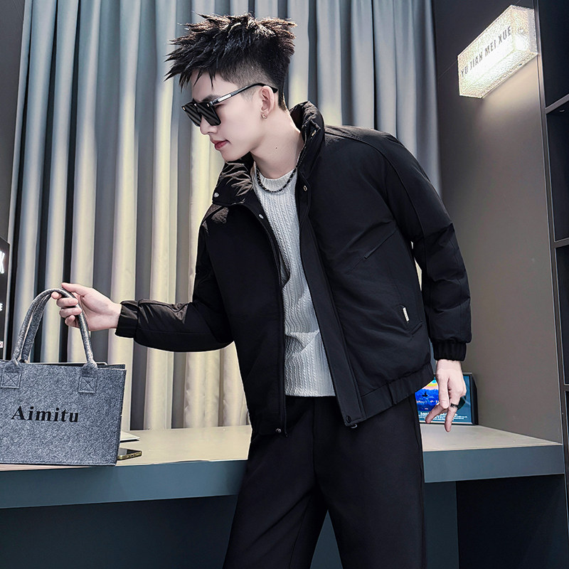 矮个子潮牌立领棉服男冬季加厚保暖外套XS修身短款棉衣S号棉袄155