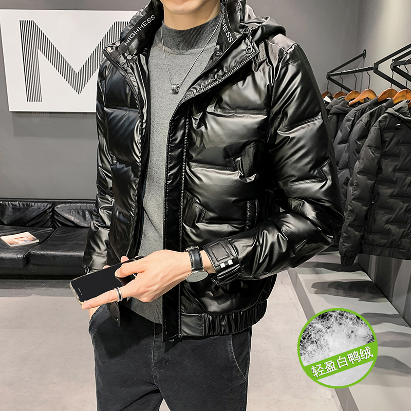 小码男装冬季轻薄连帽羽绒服男矮个子XS码S号修身短款保暖外套160